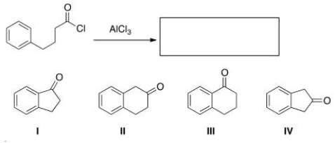What is the major organic product obtained from the following reaction?   A) I B) II C) III D) IV