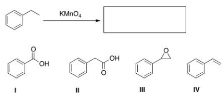 What is the product of the following reaction?   A) I B) II C) III D) IV