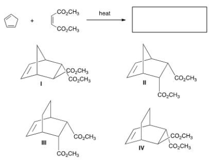 What is the major organic product of the following reaction?   A) I B) II C) III D) IV