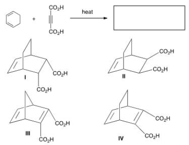 What is the major organic product of the following reaction?   A) I B) II C) III D) IV