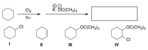 What is the product in the following sequence of reactions?   A) I B) II C) III D) IV