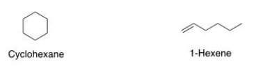 <sup> </sup>You are given a bottle of an organic liquid and told it must be either cyclohexane or 1-hexene.Which of the following statements is (are)  true about these two compounds?   A) The two compounds can be differentiated by their mass spectra because they will have molecular ion peaks at different m/z. B) 1-Hexene will show an absorption at 1650 cm<sup>-1</sup> but cyclohexane will not. C) Both cyclohexane and 1-hexene will show C-H absorptions at about 2950 cm<sup>-1</sup>. D) Statements B (1-Hexene will show an absorption at 1650 cm<sup>-1</sup> but cyclohexane will not)  and C (Both cyclohexane and 1-hexene will show C-H absorptions at about 2950 cm<sup>-1</sup>)  are both true. E) Statements A (The two compounds can be differentiated by their mass spectra because they will have molecular ions at different masses) , B (1-Hexene will show an absorption at 1650 cm<sup>-1</sup> but cyclohexane will not) , and (Both cyclohexane and 1- hexene will show C-H absorptions at about 2950 cm<sup>-1</sup>)  are all true.