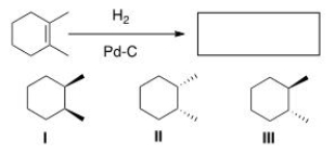 Determine the product(s)  of the following reaction.   A) I and III B) II and III C) I, II, and III D) I or II