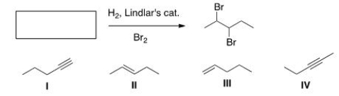 What is the starting material in the following reaction?   A) I B) II C) III D) IV