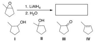 Determine the product of the following reaction.   A) I B) II C) III D) IV
