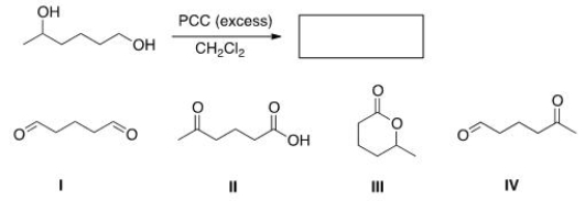 Determine the product of the following reaction.   A) I B) II C) III D) IV