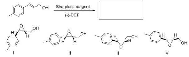 Predict the major product of the following reaction.   A) I B) II C) III D) IV