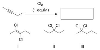 What is (are)  the product(s)  of the following reaction?   A) Only I B) Only II C) Only III D) I, II, and III