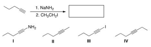 What is the major organic product of the following reaction?   A) I B) II C) III D) IV