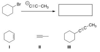 What is (are)  the major organic product(s)  of the following reaction?   A) Only I and II B) Only II and III C) Only I and III D) I, II, and III