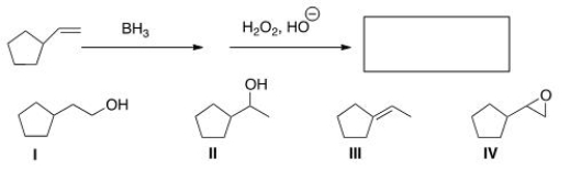Predict the major product of the following reaction.   A) I B) II C) III D) IV