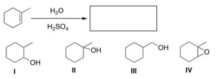 Predict the major product of the following reaction.   A) I B) II C) III D) IV
