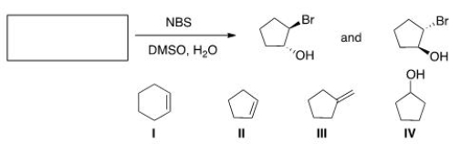 What is the starting material in the following reaction?   A) I B) II C) III D) IV