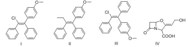 Which of the following alkenes is an E alkene?   A) I B) II C) III D) IV