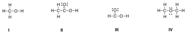Which of the following Lewis structures is correct?   A) I B) II C) III D) IV