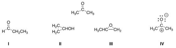 Which of the following is a resonance structure of the compound below?   A) I B) II C) III D) IV