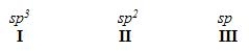 <sup> </sup>When forming molecular orbitals from atomic orbitals, what is the order of increasing C-H bond strength for the following set?   A) II < I < III B) III < I < II C) III < II < I D) I < II < III