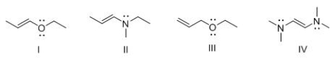 <sup> </sup>Consider compounds which contain both a heteroatom and a double bond.For which compound is no additional Lewis structure possible?   A) I B) II C) III D) IV