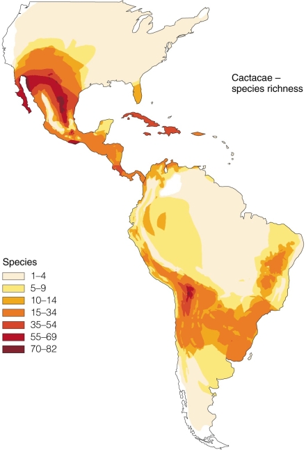   What does the figure suggest about patterns of biodiversity for particular groups of organisms? A) Species diversity is highest at the equator. B) Species diversity is highest at the poles. C) Climatic influences are most important in determining areas of higher diversity. D) Diversity patterns are unpredictable.