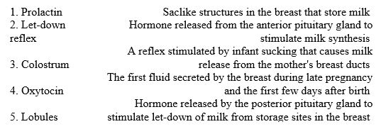 Match the following terms with the descriptions below.  