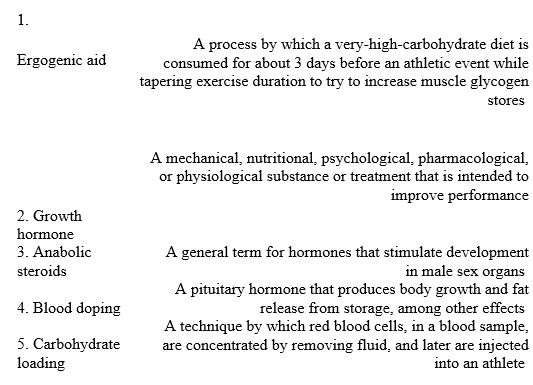 Match the following terms with the descriptions below.  