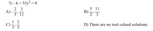Solve the equation by using the quadratic formula.  