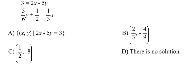 Solve the system using the substitution method.  