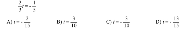 Solve the equation using the multiplication or division property of equality.  
