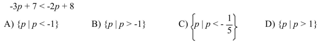 Solve the inequality. Write your answer in set-builder notation.  