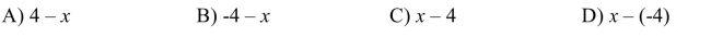Write the phrase as an algebraic expression. The difference of x and -4  