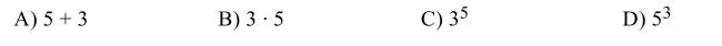 Write an exponential expression with 5 as the base and 3 as the exponent.  