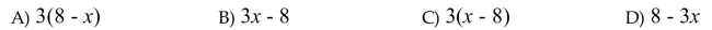 Write the phrase in symbols: Eight less than three times a number.