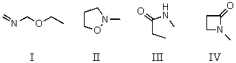 Which compound is not a constitutional isomer of the others?   A)  I B)  II C)  III D)  IV E)  All of the above are isomers of each other.