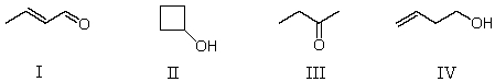 Which compound is not a constitutional isomer of the others?   A)  I B)  II C)  III D)  IV E)  All of the above are isomers of each other.