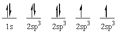 The following electron configuration represents:   A)  The ground state of nitrogen B)  The ground state of oxygen C)  The sp<sup>3</sup> hybridized state of carbon D)  The excited state of oxygen E)  None of the above correctly identifies the given electron configuration