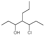 A correct IUPAC name for the following compound is:   A)  4-propyl-5-chloro-3-heptanol B)  4-propyl-3-chloro-5-heptanol C)  4-(1-chloropropyl) -3-heptanol D)  5-chloro-4-propyl-3-heptanol E)  3-hydroxy-4-propyl-5-chloroheptane
