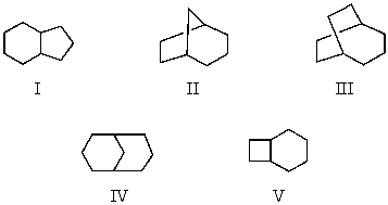 Which of the following is bicyclo[3.2.2]nonane?   A)  I B)  II C)  III D)  IV E)  V