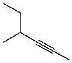 Give the IUPAC name for   A)  3-Methyl-4-hexyne B)  4-Methyl-2-hexyne C)  2-Ethyl-3-pentyne D)  4-Ethyl-2-pentyne E)  3-Methyl-2-hexyne