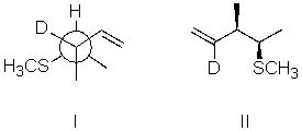 I and II are:   A)  constitutional isomers. B)  enantiomers. C)  identical. D)  diastereomers. E)  not isomeric.