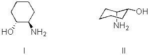 I and II are:   A)  constitutional isomers. B)  enantiomers. C)  identical. D)  diastereomers. E)  not isomeric.