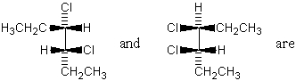 The The molecules shown are:   A)  enantiomers. B)  diastereomers. C)  constitutional isomers. D)  two conformations of the same molecule. E)  not isomeric.