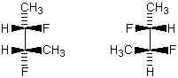 The compounds whose molecules are shown below would have:   A)  the same melting point. B)  different melting points. C)  equal but opposite optical rotations. D)  More than one of the above E)  None of the above