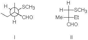 I and II are:   A)  constitutional isomers. B)  enantiomers. C)  identical. D)  diastereomers. E)  not isomeric.