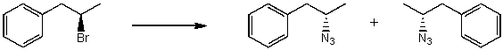 By analyzing the starting material and the product(s) ,the following reaction is possibly an example of what type of mechanism?   A)  S<sub>N</sub>1 B)  S<sub>N</sub>2 C)  E1 D)  E2 E)  More than one of the above