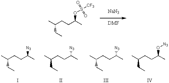 What would be the major product(s) of the following reaction?   A)  I B)  II C)  III D)  IV E)  None of the above