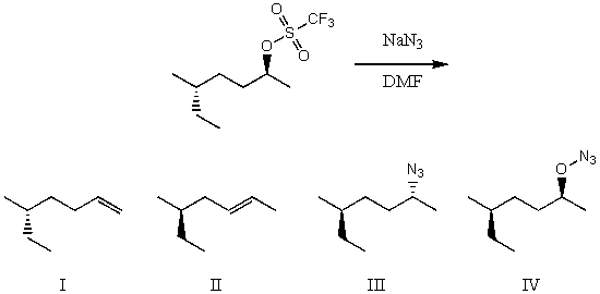 What would be the major product(s) of the following reaction?   A)  I B)  II C)  III D)  IV E)  None of the above