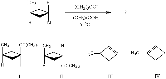 Which would be the major product of the following reaction?   A)  I B)  II C)  III D)  IV E)  None of the above