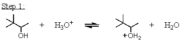 Which mechanistic step in the acid-catalyzed dehydration of 3,3-dimethyl-2-butanol is the rate determining step? A)    B)    C)    D)    E)   