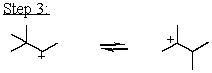 Which mechanistic step in the acid-catalyzed dehydration of 3,3-dimethyl-2-butanol is the rate determining step? A)    B)    C)    D)    E)   