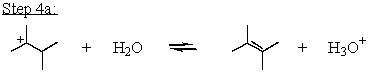 Which mechanistic step in the acid-catalyzed dehydration of 3,3-dimethyl-2-butanol is the rate determining step? A)    B)    C)    D)    E)   
